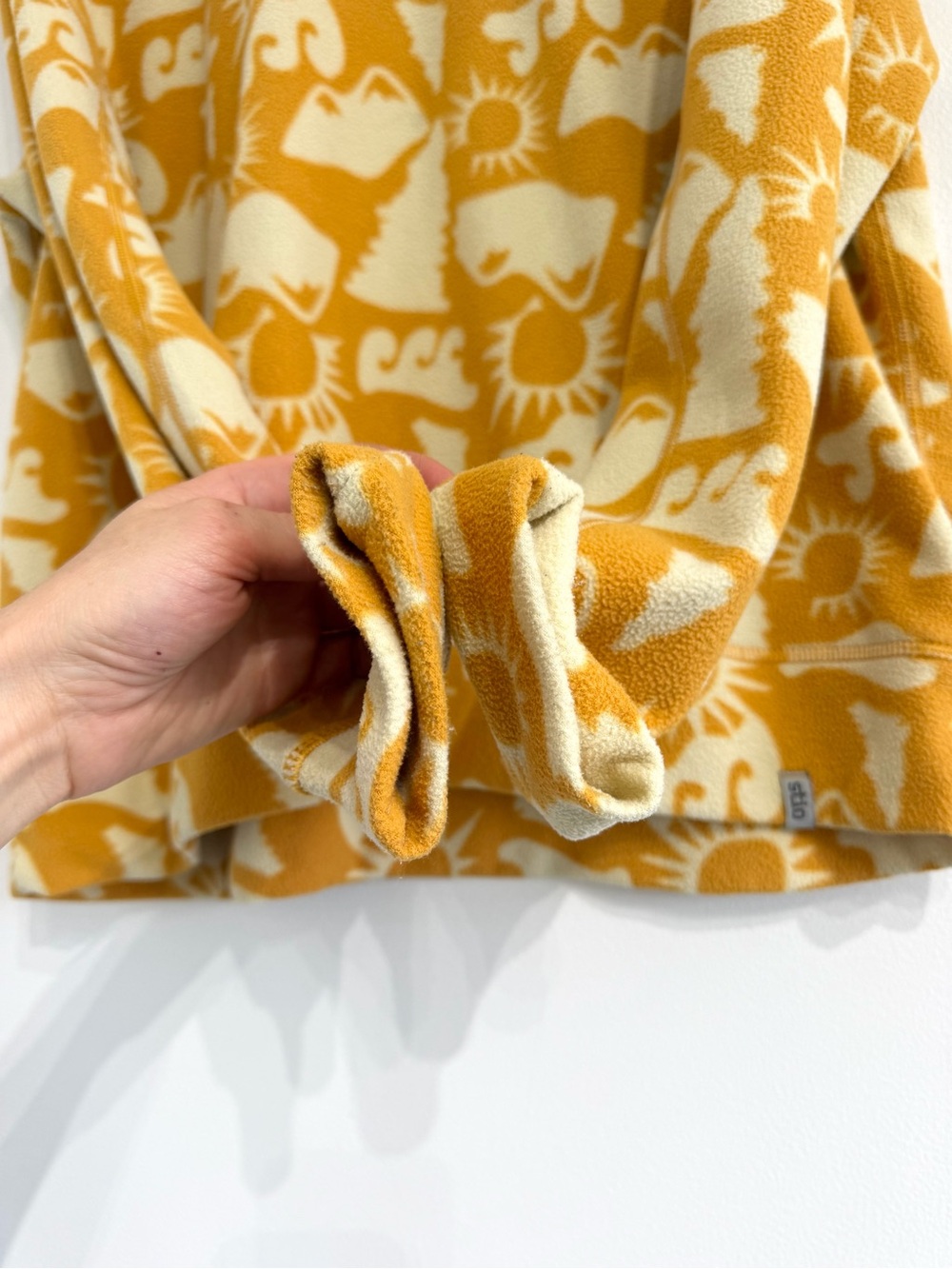Stio fleece long sleeve tee shirt yellow pattern top - Picture 7 of 9